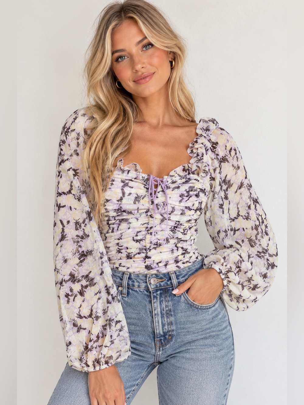 FREE PEOPLE Mabel Printed Womens Blouse Medium